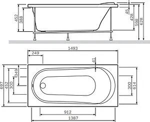 Ванна акриловая Am.Pm Joy 150x70 Ванна акриловая Am.Pm Joy 150x70, 3