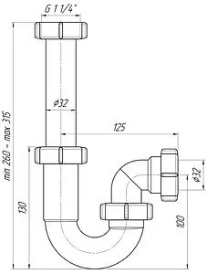 Сифон трубный для раковины Ани Пласт белый DB1020 Сифон трубный для раковины Ани Пласт белый DB1020, 2