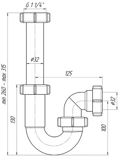 Сифон трубный для раковины Ани Пласт белый DB1020 Сифон трубный для раковины Ани Пласт белый DB1020