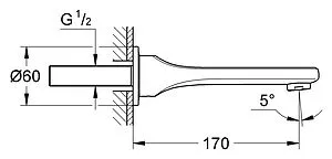 Излив для скрытого монтажа Grohe Veris хром 13242000, 2