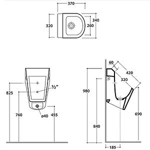 Писсуар со скрытым подводом воды Globo Forty3 белый FO029BI, 2