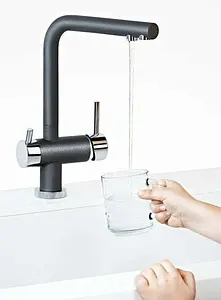 Смеситель для кухни с подключением к фильтру Omoikiri Nagano-BL чёрный/хром 4994047, 5