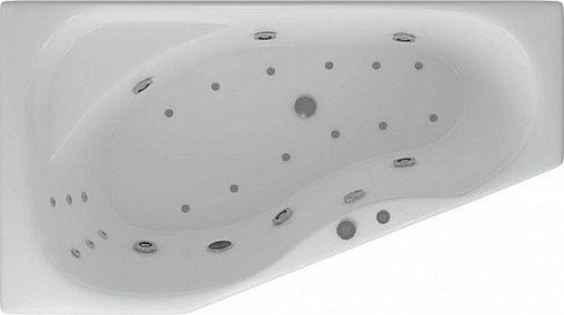 Ванна акриловая с гидромассажем Aquatek Медея 170х95 L с фронтальной панелью, с каркасом (разборный), с гидромассажем (пневмоуправление) + спинной массаж 6 форсунок MED180-0000018