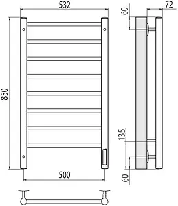 Полотенцесушитель электрический лесенка Terminus Аврора П8 500х850 электро quick touch полированная сталь 4670078531179, 2