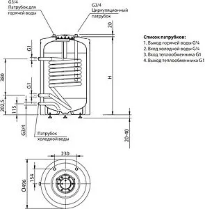 Бойлер косвенного нагрева с возможностью установки ТЭНа Hajdu ID40S (150 л, 24 кВт) 2142131925, 2