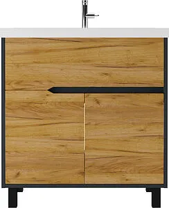 Тумба под умывальник напольная Домино Karat 80 дуб вотан/антрацит DK3211T, 4