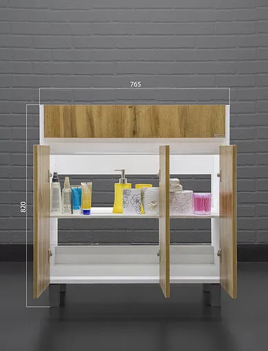 Тумба под умывальник напольная Домино Uno 80 дуб вотан/белый DU1507T