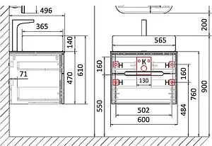 Тумба под умывальник подвесная Jorno Bosko 60 белый Bos.01.60/P/W Тумба под умывальник подвесная Jorno Bosko 60 белый Bos.01.60/P/W, 2