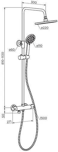 Душевая система с термостатом для ванны Dorff Futura хром D0710500