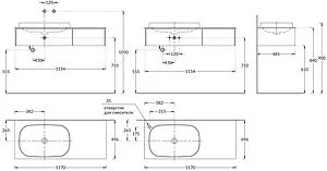 Тумба-умывальник подвесная Kerama Marazzi Magica 120 вечерний серый матовый MA.120.2\EGR.M+MA.wbi.65+, 2