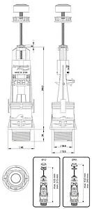 Комплект арматуры для бачка однорежимный ½&quot; латунь нижний Idrospania Loja 51603, 3
