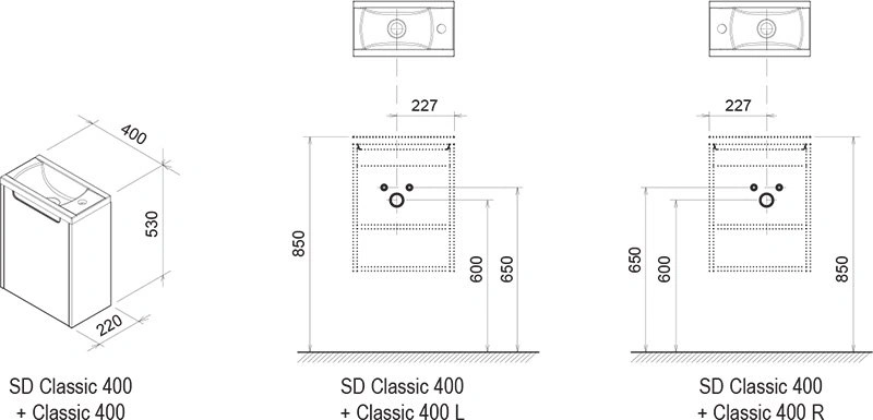 Тумба-умывальник подвесная Ravak SD Classic 40 белый/береза X000000417+XJD0114000