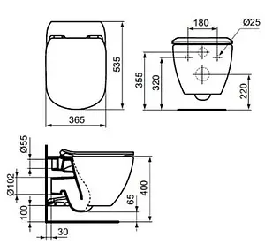Комплект 5 в 1 Ideal Standard Tesi AquaBlade R029901 с кнопкой Oleas M1 SmartFlush R0117AA хром глянцевый, 3