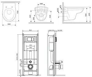 Комплект 6 в 1 Am.Pm Sense FlashClean IS301.741700 с кнопкой белый глянцевый, 2