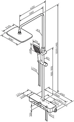 Душевая система с термостатом для ванны Am.Pm Func хром F078F300 Душевая система с термостатом для ванны Am.Pm Func хром F078F300