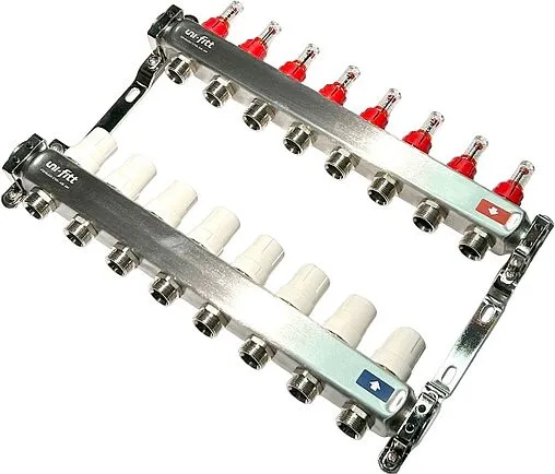 Группа коллекторная с расходомерами 8 отводов 1&quot;в/в x ¾&quot;ек Uni-fitt OPTIMAL 450B4308.RU