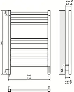 Полотенцесушитель электрический лесенка Terminus Ното П9 500х700 электро sensor quick touch полированная сталь 4670078526960, 2
