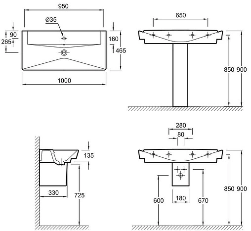 Раковина Jacob Delafon Reve 100 белый E4801-00