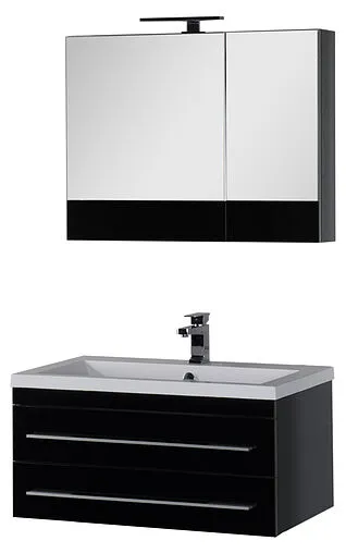 Шкаф-зеркало Aquanet Верона 90 L чёрный 00172340 Шкаф-зеркало Aquanet Верона 90 L чёрный 00172340