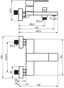 Смеситель для ванны Damixa Gala хром 531000000 Смеситель для ванны Damixa Gala хром 531000000, 2