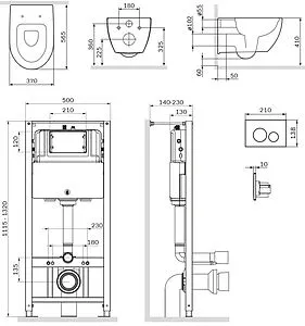 Комплект 6 в 1 Am.Pm Awe FlashClean IS49038.111700 с кнопкой черный матовый Комплект 6 в 1 Am.Pm Awe FlashClean IS49038.111700 с кнопкой черный матовый, 2