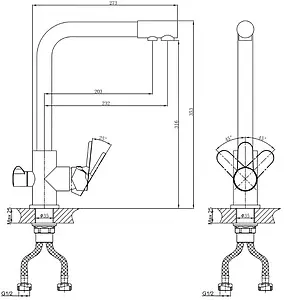 Смеситель для кухни с подключением к фильтру D&K Rhein Marx хром DA1391601, 2