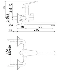 Смеситель для ванны Milardo Simp хром SIMSB02M02 Смеситель для ванны Milardo Simp хром SIMSB02M02, 2