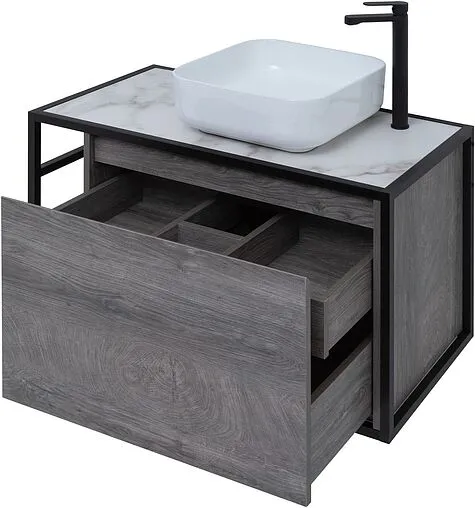 Тумба-умывальник подвесная Aquanet Nova Lite LOFT 90 R дуб рошелье 00261655+