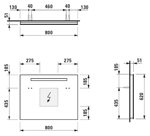 Зеркало с подсветкой Laufen Case 80 4.4723.1.996.144.1