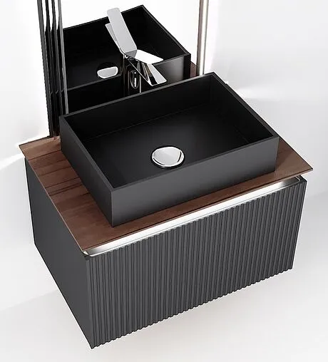 Тумба-умывальник подвесная Jorno Strong 80 антрацит Str.01.80/P/A+