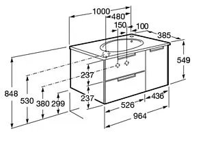 Тумба-умывальник подвесная Roca Etna 100 белый глянец 857302806+327009000, 2