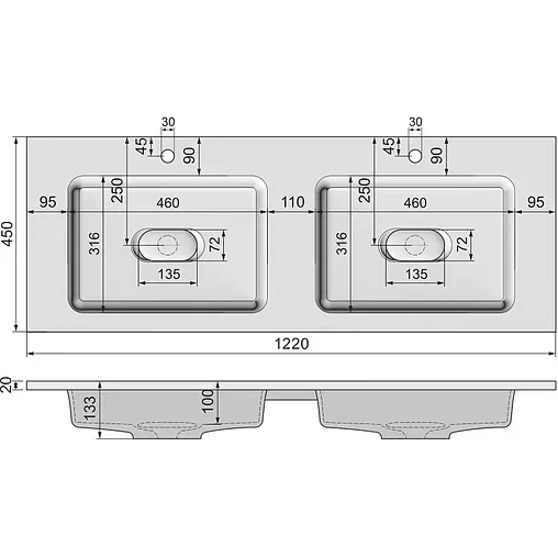 Раковина Jorno Modul 120 белый Mol.08.120/W