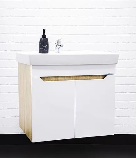 Тумба-умывальник подвесной Айсберг Мечта 60 белый/дуб сонома DM2316T+4607152361674