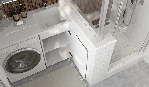 Тумба-умывальник напольная над стиральной машиной Raval Forte 110 R белый For.01.110.R/N/W+4627173210034