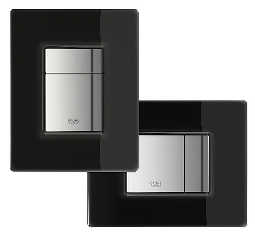 Клавиша смыва для унитаза Grohe Skate Cosmopolitan Glass 38845KS0 кнопки/хром глянцевый, панель/стекло черный Клавиша смыва для унитаза Grohe Skate Cosmopolitan Glass 38845KS0 кнопки/хром глянцевый, панель/стекло черный