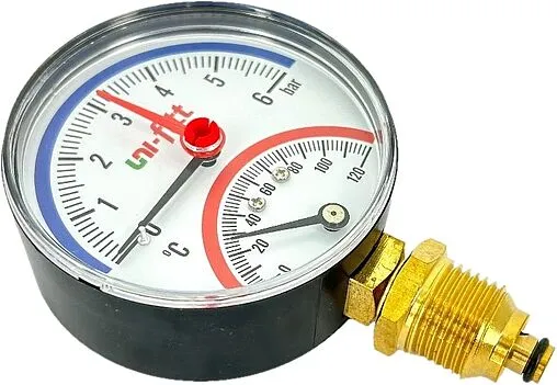 Термоманометр радиальный Uni-fitt 80мм 6 бар 120°С ½&quot; 311D2442