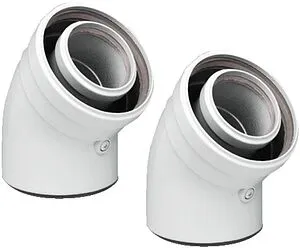 Колено для дымохода Ø 60/100мм ∠ 45° (Al) Buderus 7736995071, 1