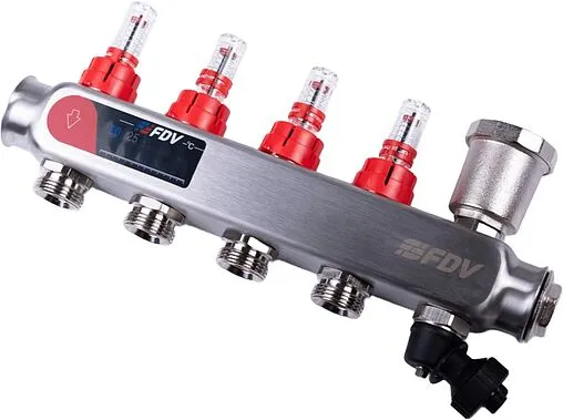 Группа коллекторная с расходомерами 4 отвода 1&quot;в/в x ¾&quot;ек FDV S1103C-2/4