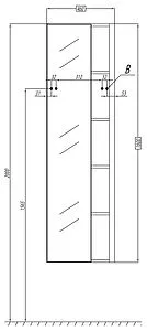 Шкаф-пенал подвесной Aquaton Брайтон 46 белый/венге 1A176803BR500 Шкаф-пенал подвесной Aquaton Брайтон 46 белый/венге 1A176803BR500, 2
