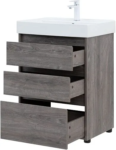 Тумба-умывальник напольная Aquanet Nova Lite 60 дуб рошелье 00302470+00242905