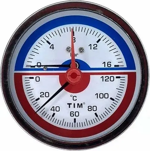 Термоманометр аксиальный TIM 63мм 16 бар 120°С ½&quot; Y-63T-16