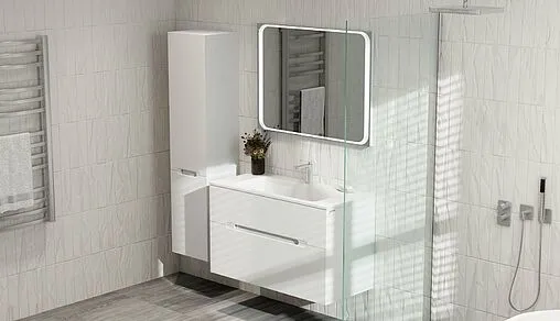 Зеркало с подсветкой Jorno Modul 97 белый Mоl.02.92/W