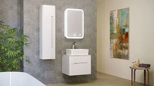 Шкаф-зеркало Jorno Bosko 50 R с подсветкой и часами белый Bos.03.50/W