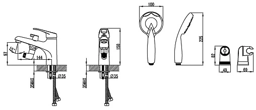 Смеситель на борт ванны на 1 отверстие Lemark Omega хром LM3115C