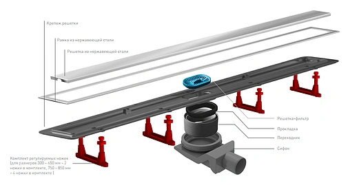 Лоток душевой Set 300мм h=52мм 0.8л/сек Pestan Confluo Premium Line 300 13100001