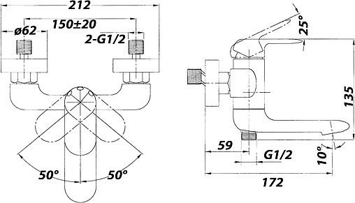 Смеситель для ванны BelBagno Ferrano хром FER-VASM-CRM