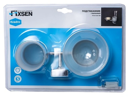 Стакан с мыльницей Fixsen Kvadro хром FX-61306+08 Стакан с мыльницей Fixsen Kvadro хром FX-61306+08
