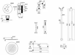 Душевая система с термостатом для душа WHITECROSS Y gold золото YSET09GL Душевая система с термостатом для душа WHITECROSS Y gold золото YSET09GL, 2