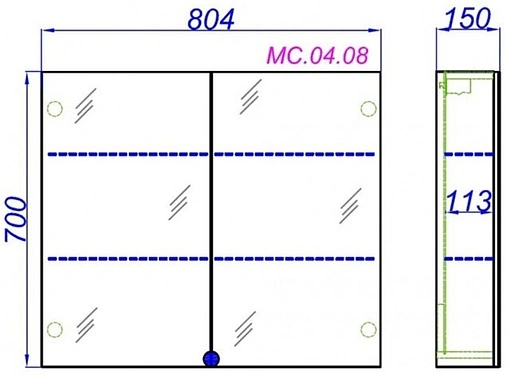 Шкаф-зеркало Aqwella MC 80 белый МС.04.08