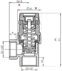 Клапан предохранительный ½" 6 бар IVANCI IVC.105490.N.05 Клапан предохранительный ½" 6 бар IVANCI IVC.105490.N.05, 2